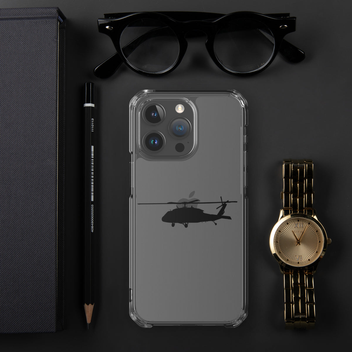 UH-60 Black Hawk Silhouette Clear iPhone Case — Aviation Phone Case